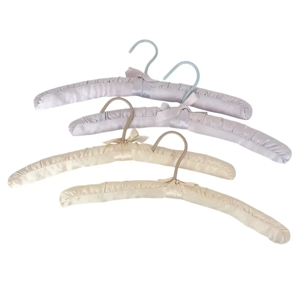 4 Satin Padded Hangers Yellow Purple